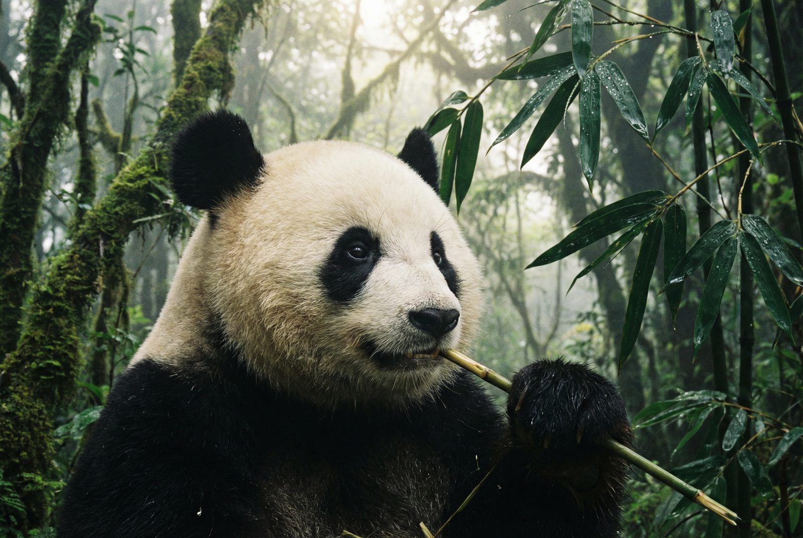 四虎熊猫吃竹子视频